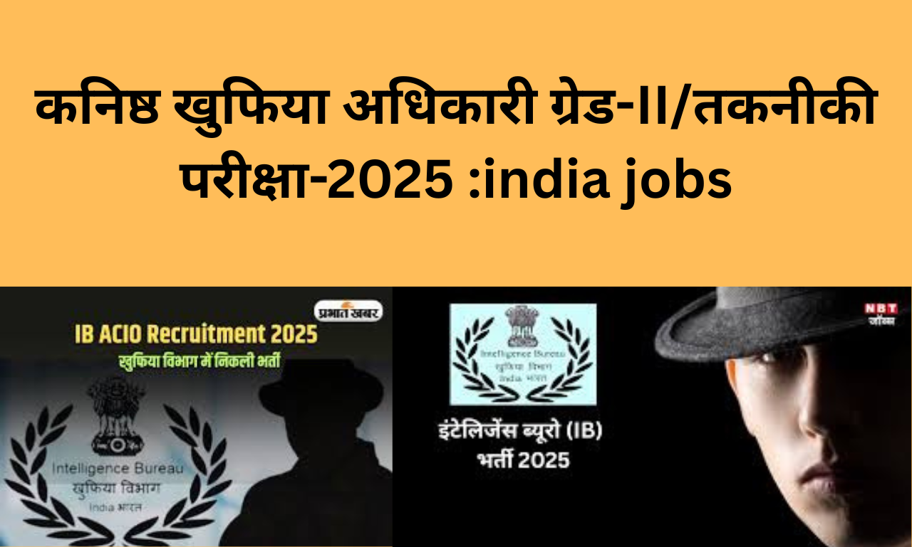 कनिष्ठ खुफिया अधिकारी ग्रेड-II/तकनीकी परीक्षा-2025 :india jobs