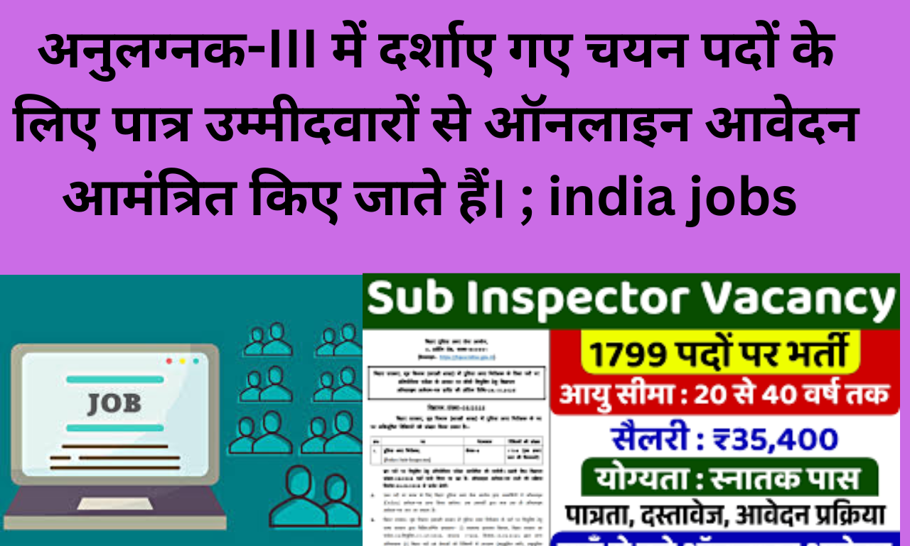 अनुलग्नक-III में दर्शाए गए चयन पदों के लिए पात्र उम्मीदवारों से ऑनलाइन आवेदन आमंत्रित किए जाते हैं। ; india jobs